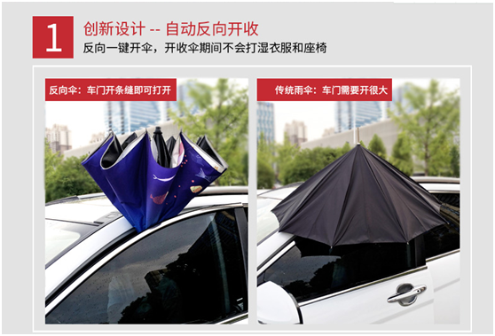 反向傘反向開收